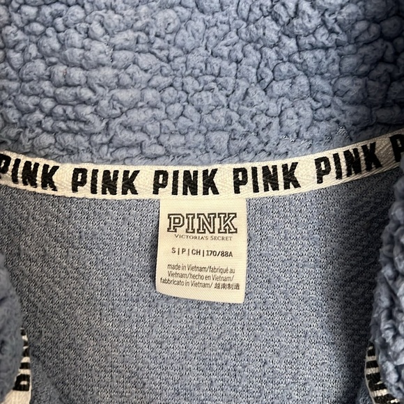 Victoria's Secret PINK Teddy Bear Blue Sherpa 1/4 Zip Cozy Pullover Size Small - Picture 6 of 10